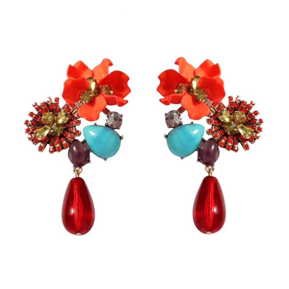 Retro Elegant Crystal Tear-drop Dangle Earrings
